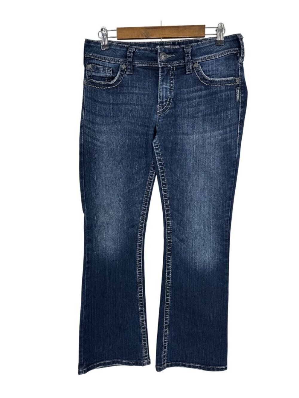Silver Jeans Co Suki Surplus Womens Embellished Back Pocket Bootcut Jeans Sz 30